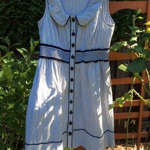 KENSIE dress gingham stripe trim sleeveless
